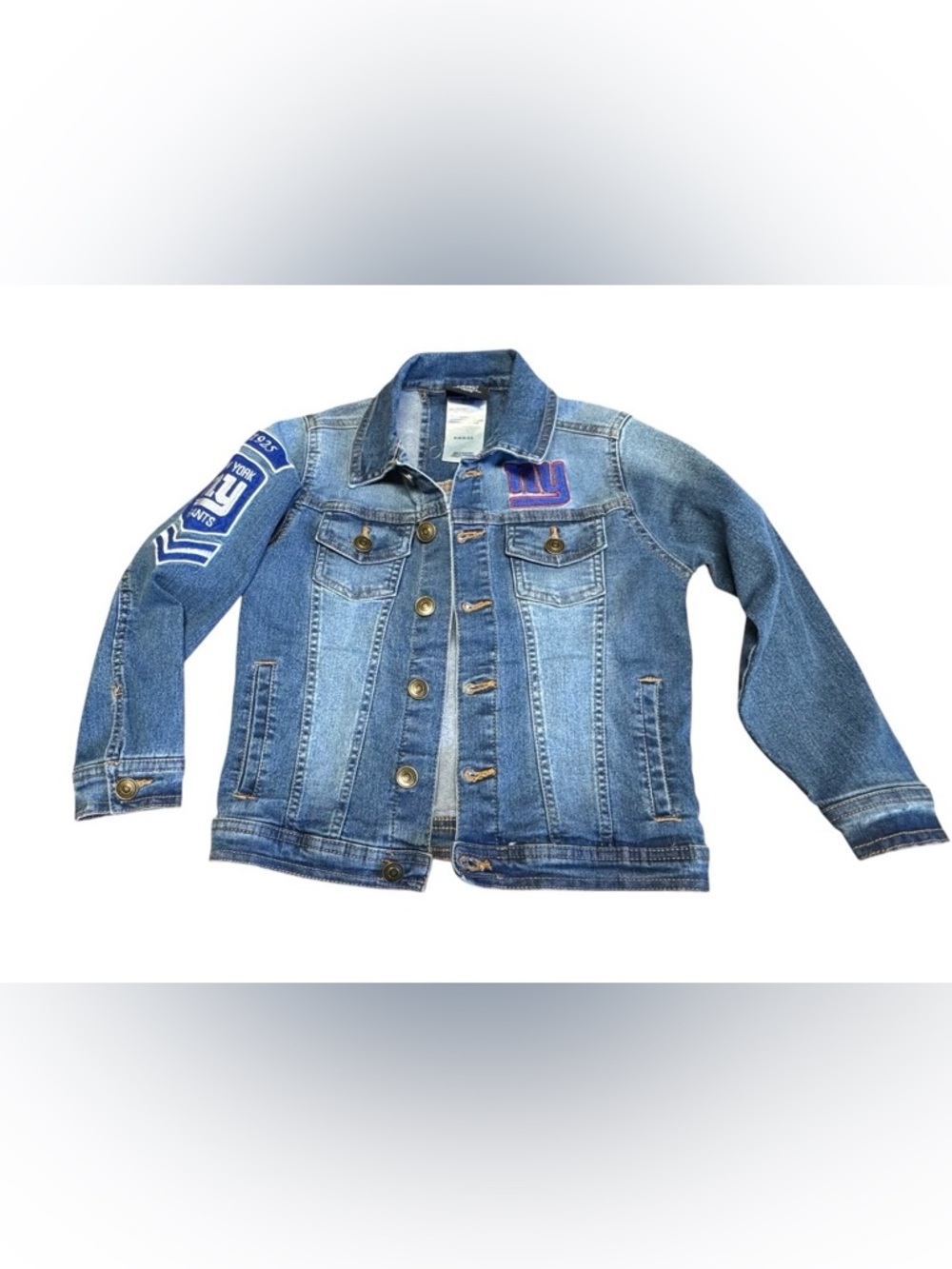 EUC NFL New York Giants youth denim jacket SZ 5/6 Unisex